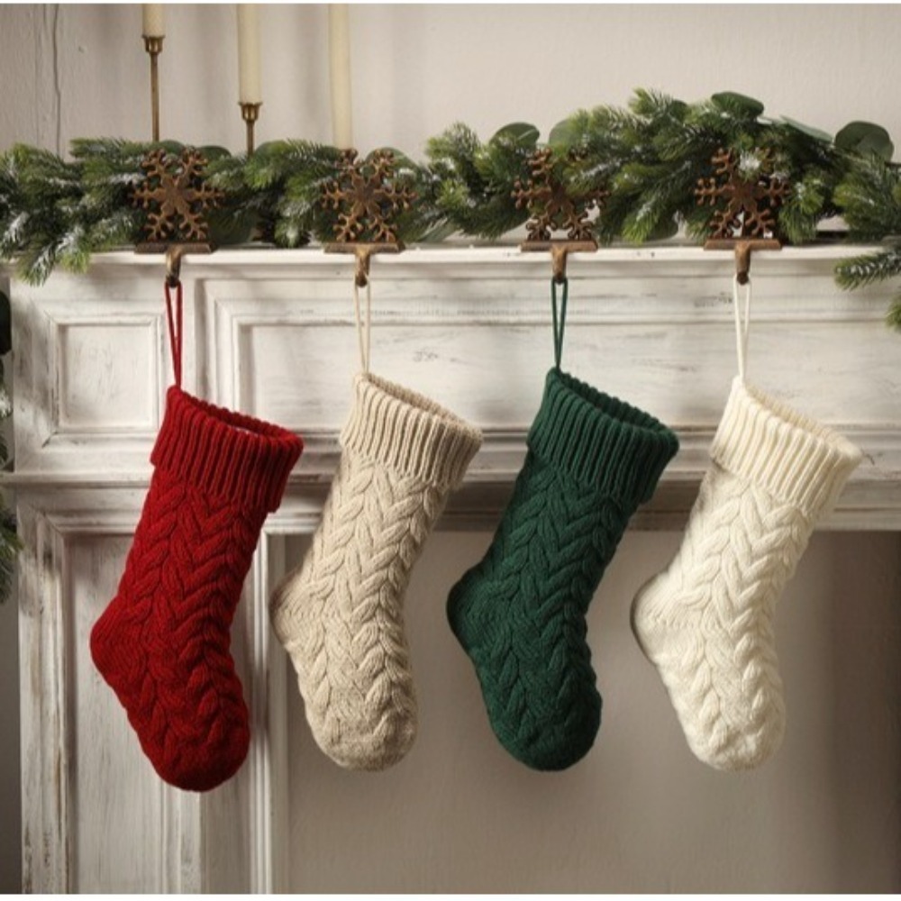 Christmas Stocking Hanging - Gestrickte Weihnachtssocken, flauschig, weich, hängende Ornamente,