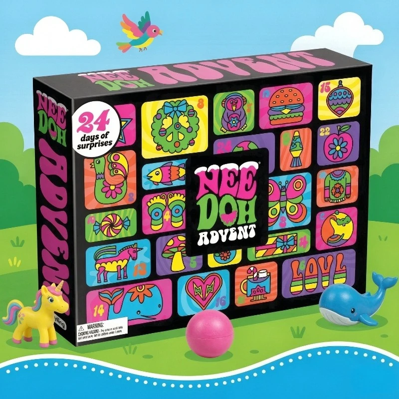 Advent Calendar Gift - 2026 NeeDoh Adventskalender 3D PVC Fidget-Puppe