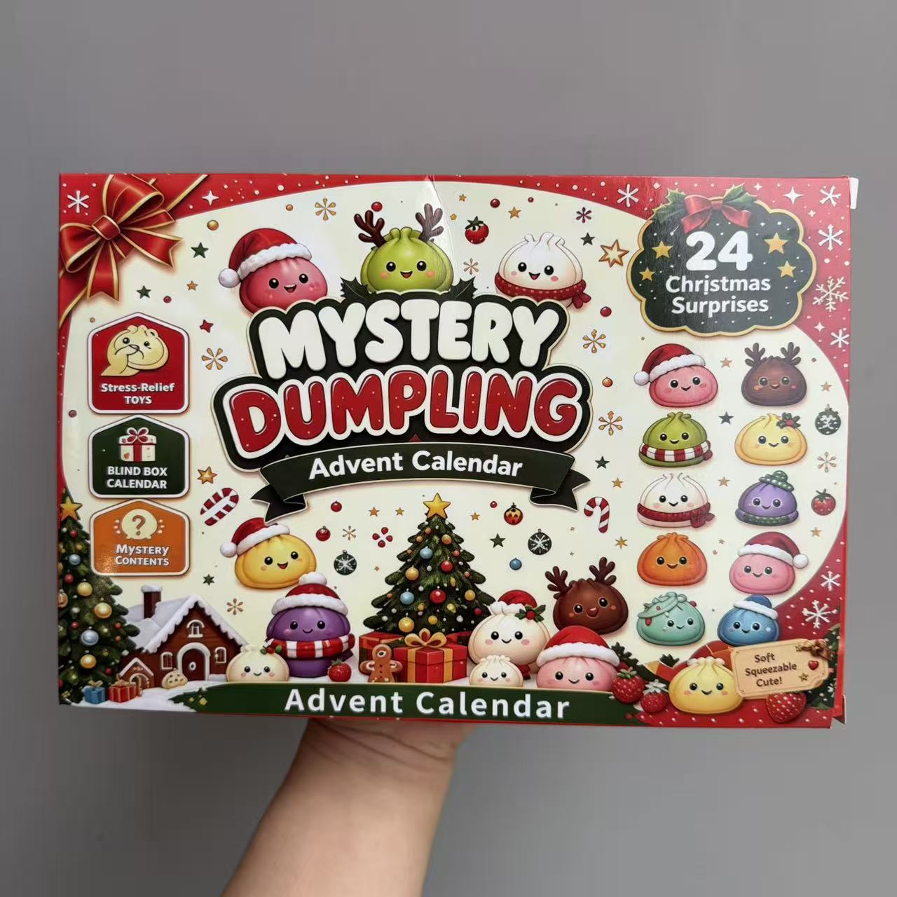 Advent Calendar Gift - 24 Stück Weihnachts-Adventskalender Squishy-Spielzeug Mystery Dumpling