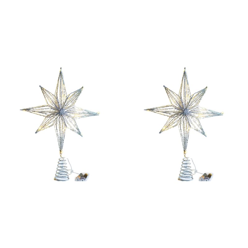 Star Tree Topper - 【LAST CHANCE】 2 x Weihnachtsbaum-Topper, Stern-LED-Lampe,