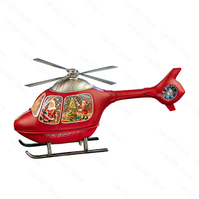 Snow Globe Musical - Weihnachts-Helikopter-Schneekugel mit Musikbox, USB-betriebene LED-Beleuchtung, Kristallkugel,