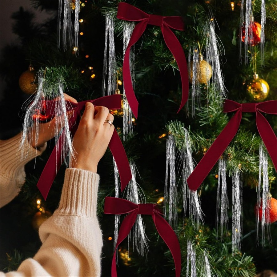 Burgunderrote Samtschleifen, w – Star Tree Topper Bewertung und Preis