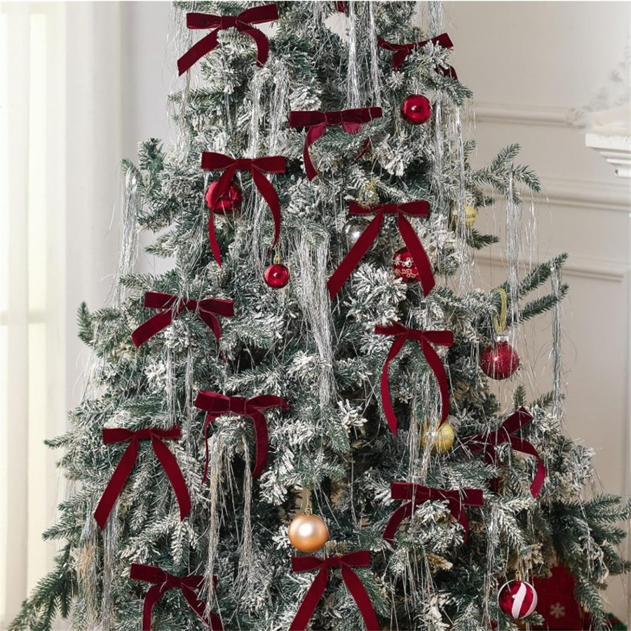 Burgunderrote Samtschleifen, w – Star Tree Topper Bewertung und Preis