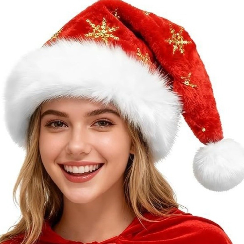 Neue Sternmuster-Weihnachtsmüt – Santa Hat Plush Bewertung und Preis